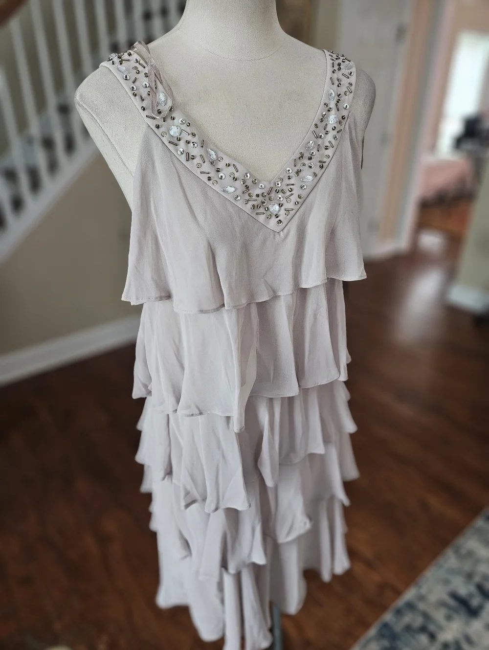 NWT! S. L. Fashions Beaded Ruffle Dress Size 8 - Picture 3 of 6